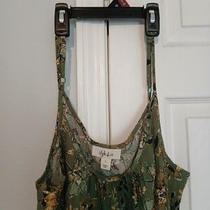 Style & Co Green Floral Tank Top